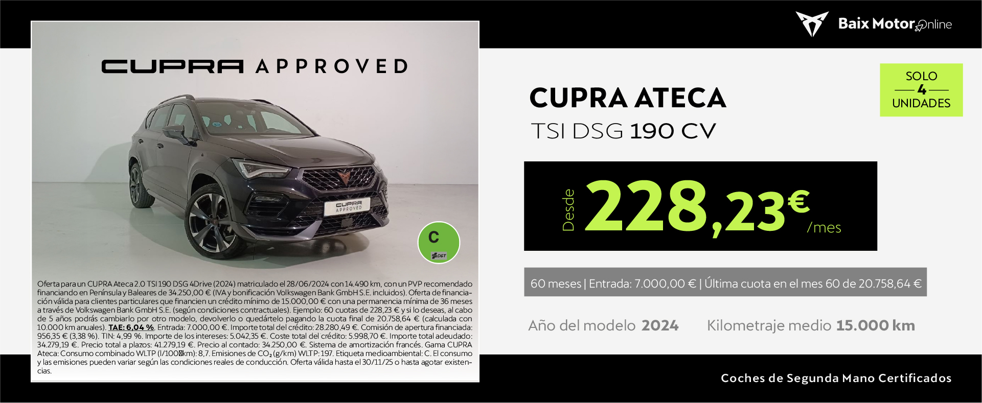Ocasión, tu Cupra Ateca con 4Drive desde 228,23€/mes*
